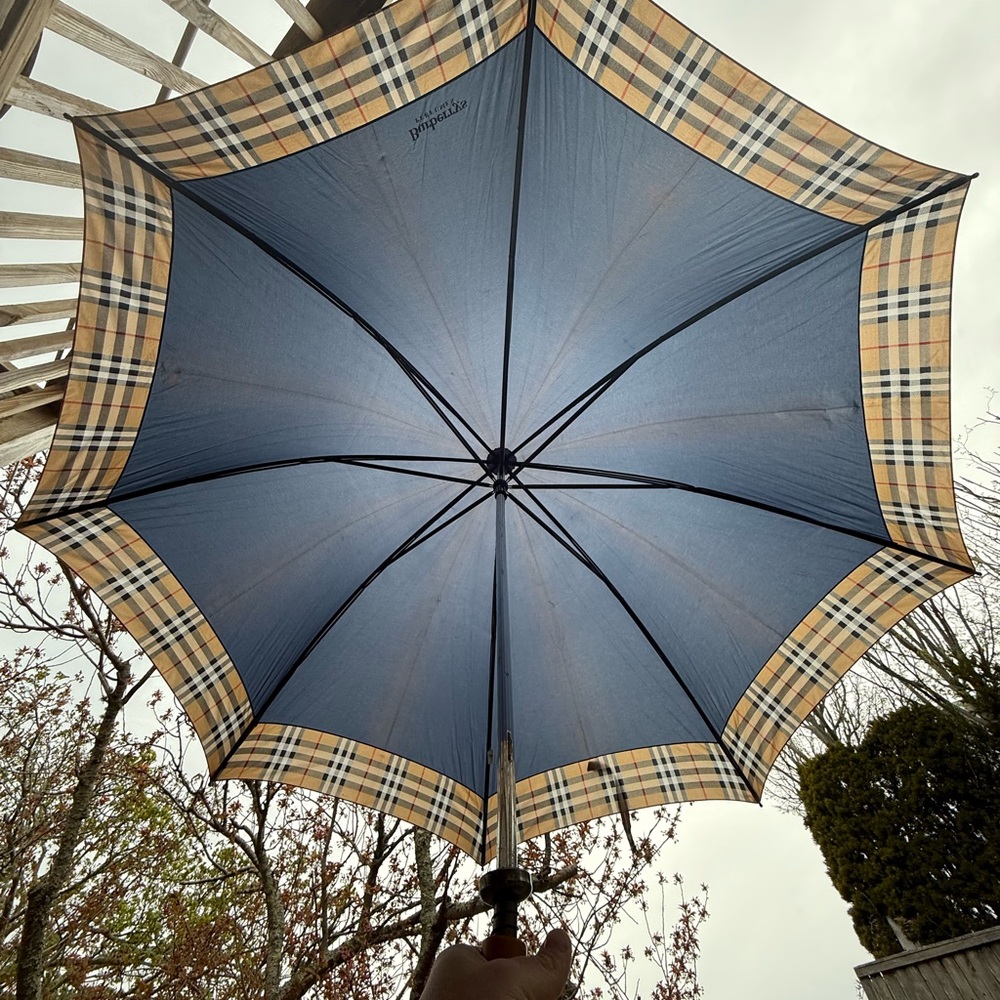 Burberry Blue and Tan Plaid Umbrella